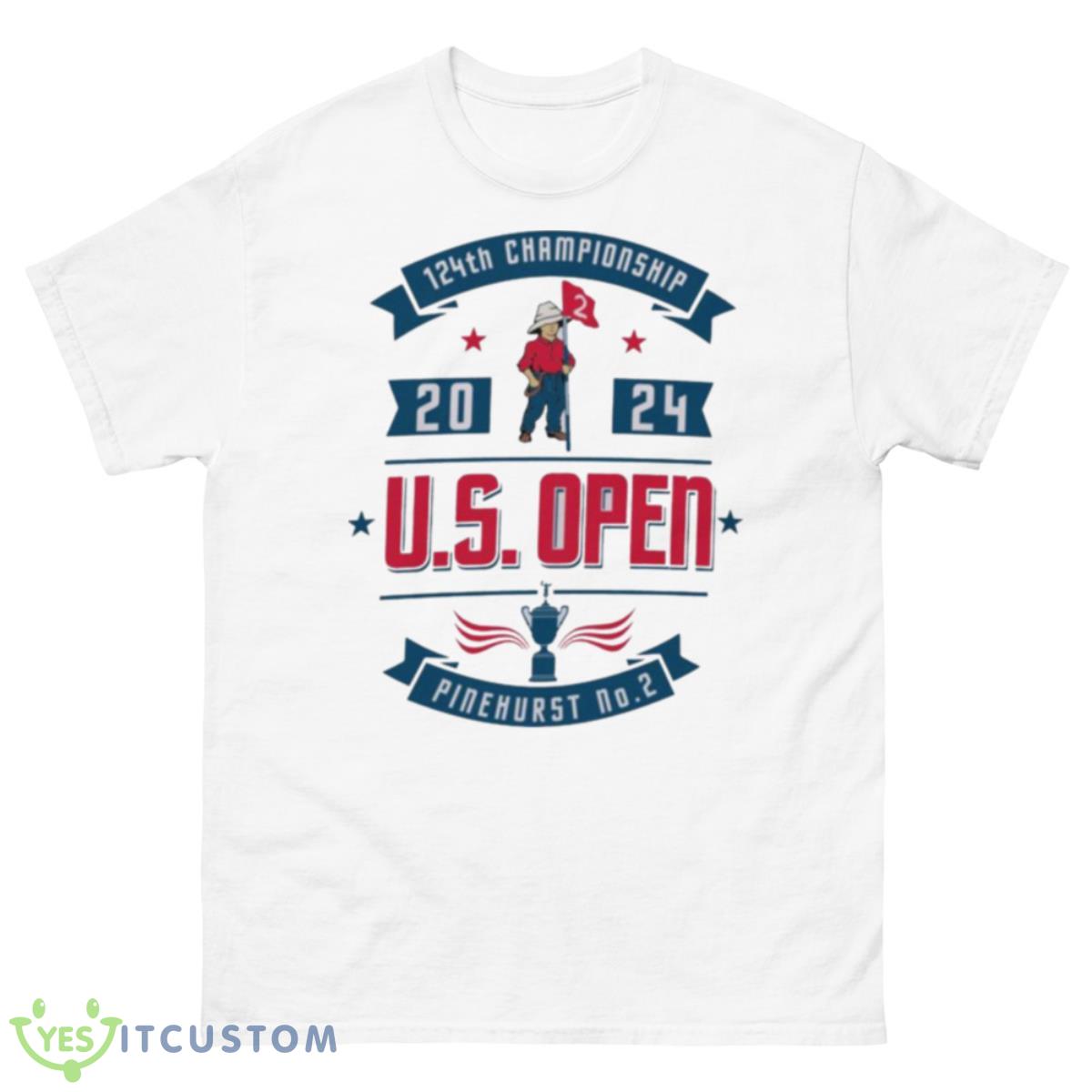Men’s 2024 US Open Ahead White Crest Pembroke T Shirt 10 Men’s 2024 US Open Ahead White Crest Pembroke T Shirt - 500 Men’s Classic Tee Gildan