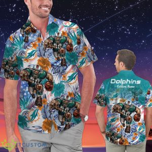 Miami Dolphins Personalized Name Tropical Floral Men Women Hawaiian Shirt And Shorts For NFL Football Fans Product Photo 1