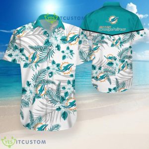 Miami Dolphins Tropical Flower 3D Hawaiian Shirt 3 Miami Dolphins Tropical Flower 3D Hawaiian Shirt Product Photo 2