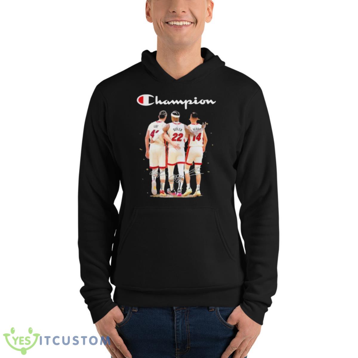 Miami Heat Love Butler And Herro Champions 2023 Signatures Shirt 4 Miami Heat Love Butler And Herro Champions 2023 Signatures Shirt - Unisex Fleece Pullover Hoodie