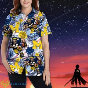 Michigan Wolverines Personalized Name Tropical Floral Men Women Hawaiian Shirt And Shorts For NCAA Football Fans Product Photo 2