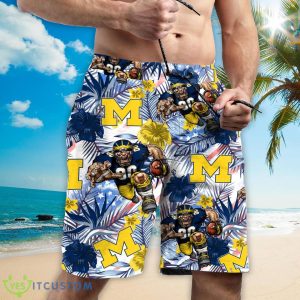 Michigan Wolverines Personalized Name Tropical Floral Men Women Hawaiian Shirt And Shorts For NCAA Football Fans Product Photo 3