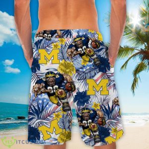 Michigan Wolverines Personalized Name Tropical Floral Men Women Hawaiian Shirt And Shorts For NCAA Football Fans Product Photo 4