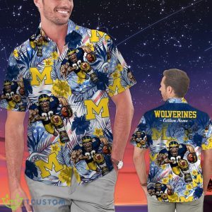 Michigan Wolverines Personalized Name Tropical Floral Men Women Hawaiian Shirt And Shorts For NCAA Football Fans Product Photo 1