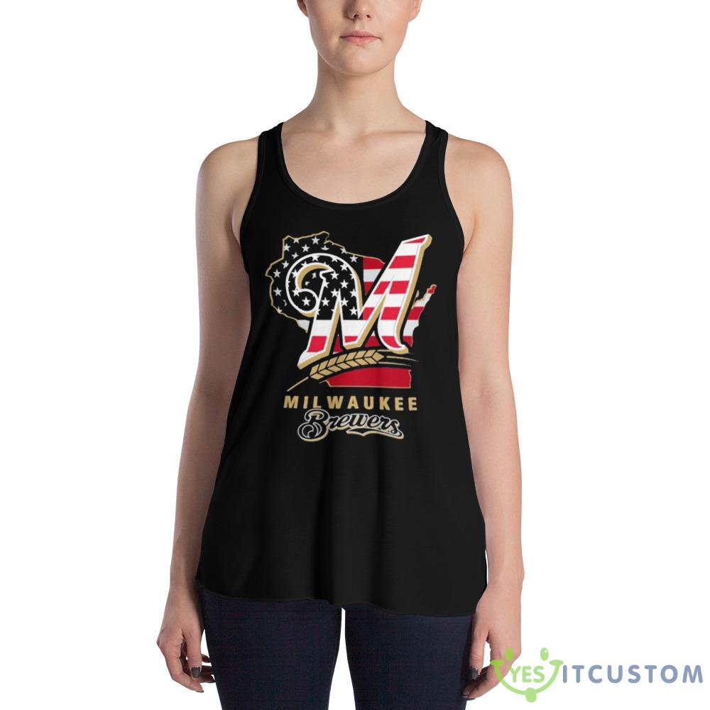 Milwaukee Brewers American Flag 2023 shirt 3 Milwaukee Brewers American Flag 2023 shirt - 8800 Women's Flowy Racerback Tank