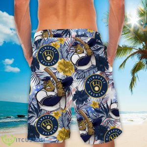 Milwaukee Brewers Personalized Name Tropical Floral Men Women Hawaiian Shirt And Shorts For MLB Fans Product Photo 4