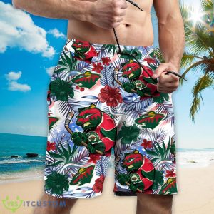Minnesota Wild Personalized Name Tropical Floral Men Women Hawaiian Shirt And Shorts For NHL Hockey Fans Product Photo 3