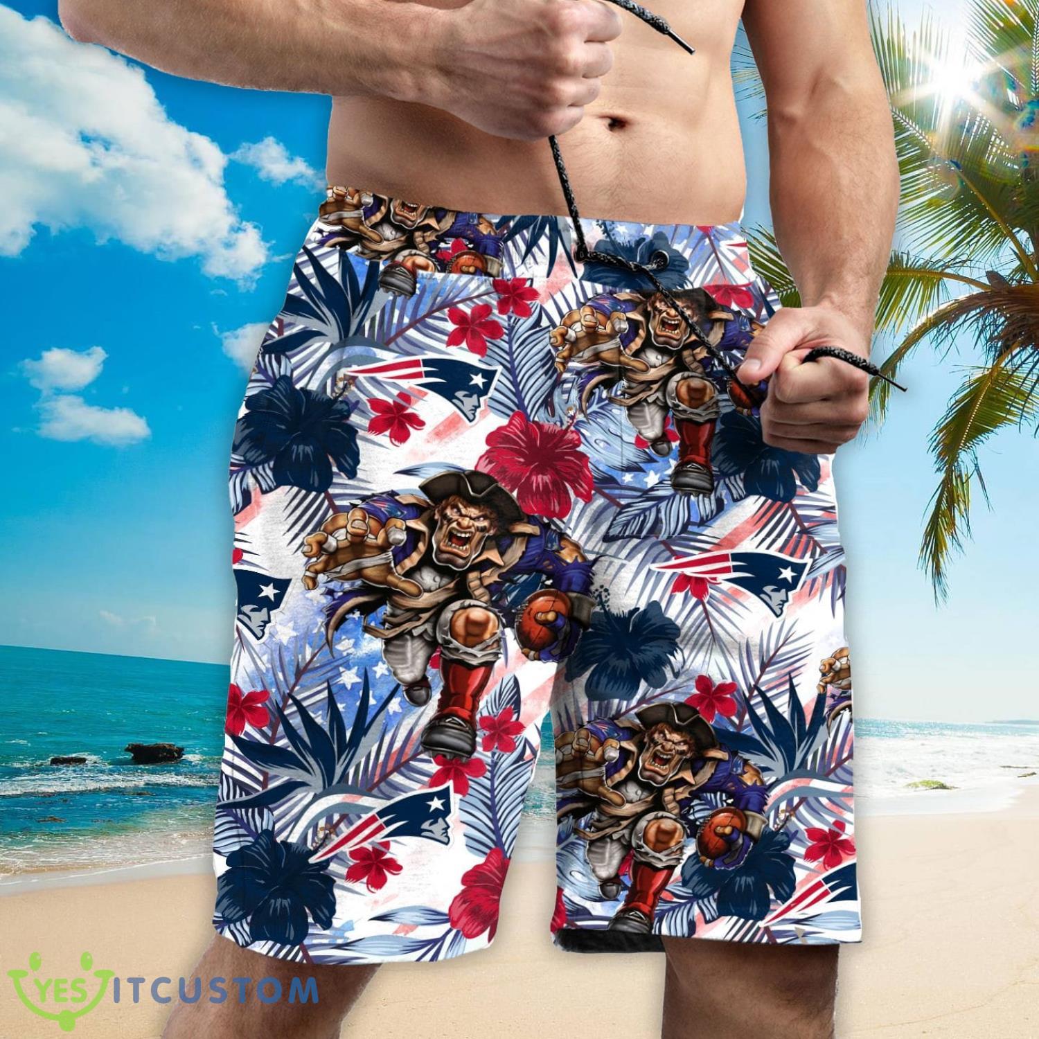 New England Patriots Personalized Name Tropical Floral Men Women Hawaiian Shirt And Shorts For NFL Football Fans 9 New England Patriots Personalized Name Tropical Floral Men Women Hawaiian Shirt And Shorts For NFL Football Fans Product Photo 3