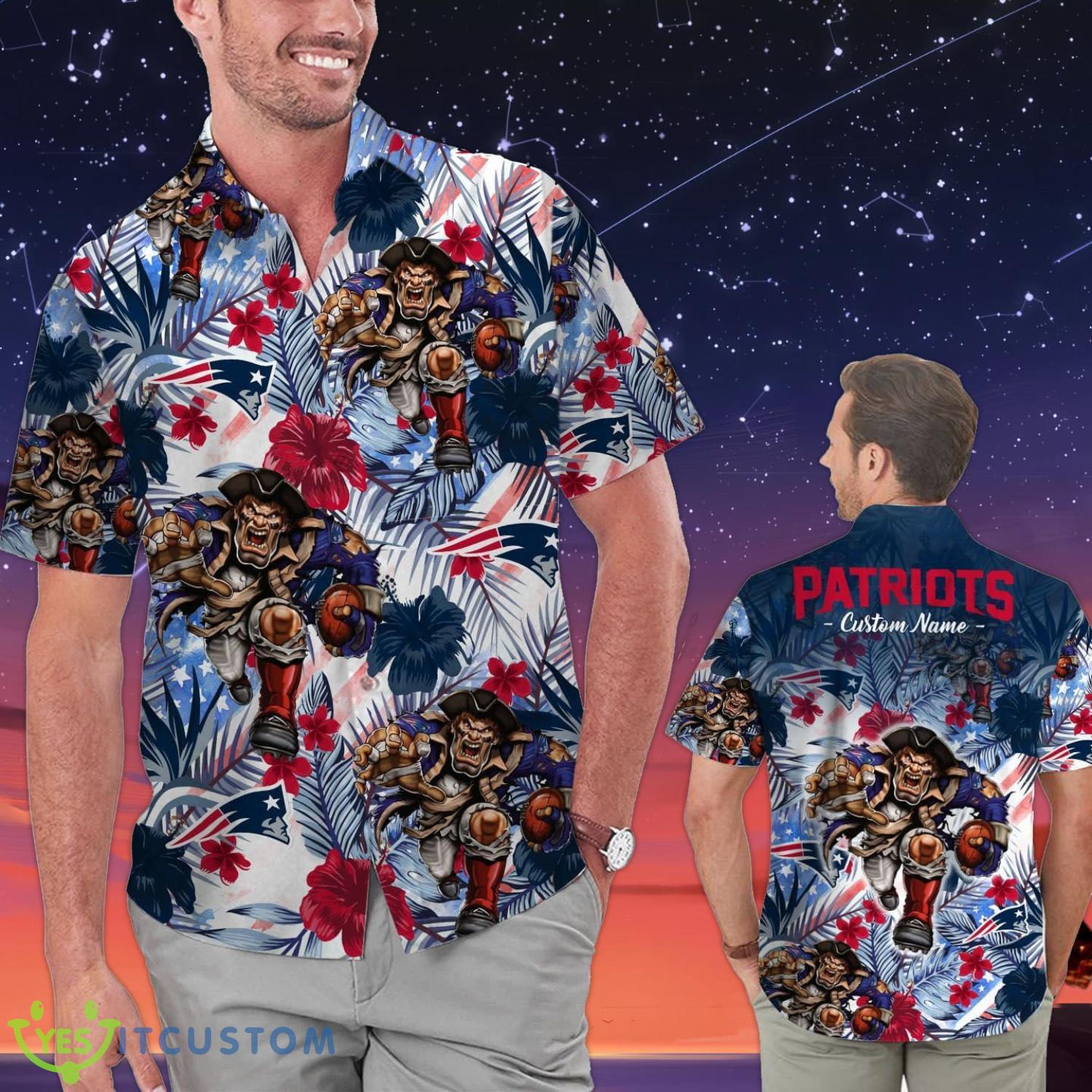 New England Patriots Personalized Name Tropical Floral Men Women Hawaiian Shirt And Shorts For NFL Football Fans 8 New England Patriots Personalized Name Tropical Floral Men Women Hawaiian Shirt And Shorts For NFL Football Fans Product Photo 1