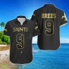 New Orleans Saints 9 Drew Brees Black Golden Edition Jersey Inspired Hawaiian Shirt For Men Women Product Photo 1
