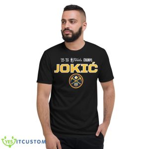 Nikola Jokic Denver Nuggets 2023 NBA Finals Champions Dunk Name & Number T Shirt - Short Sleeve T-Shirt