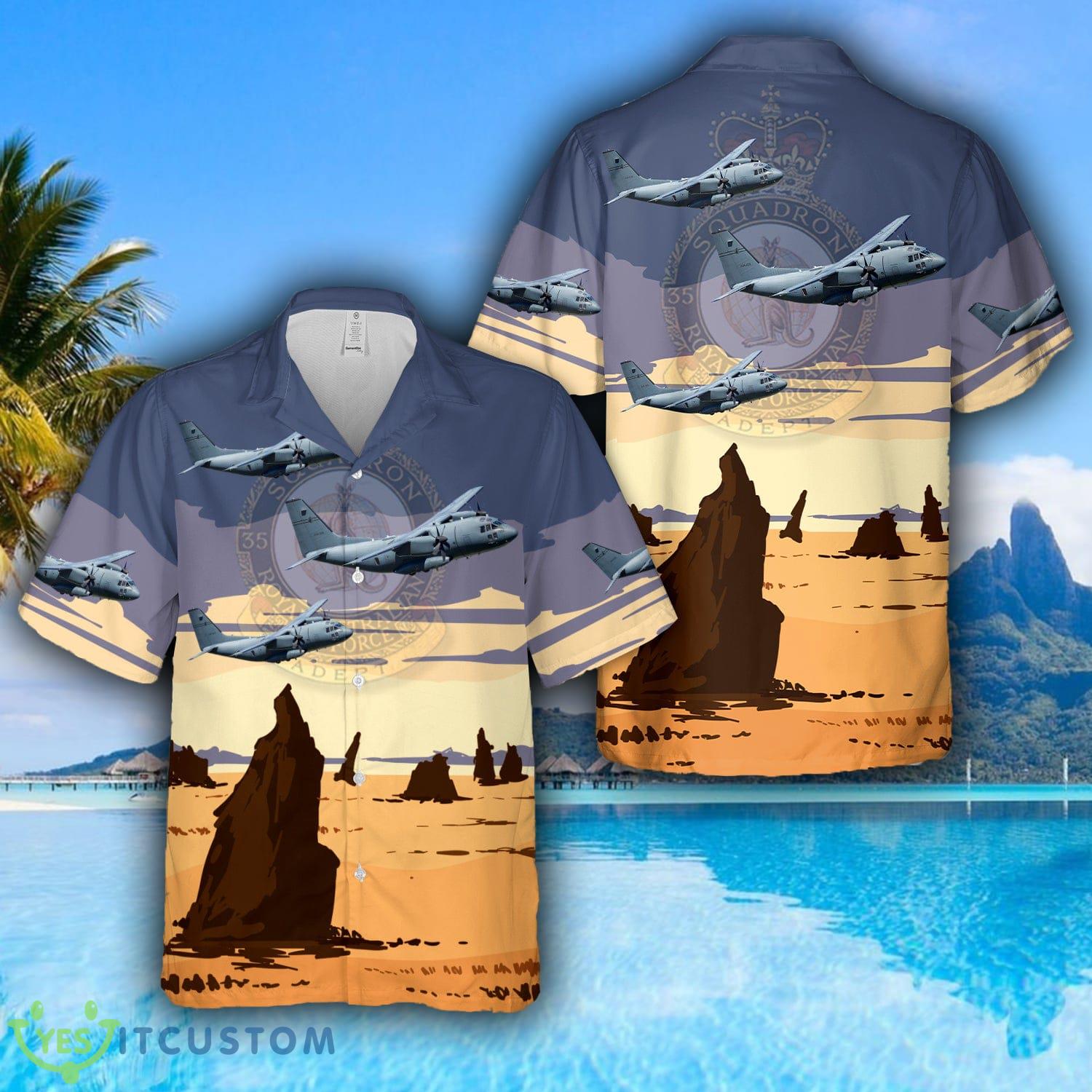 No. 84 Wing, No. 35 Squadron RAAF, Alenia C-27J Spartan (A34-009) Royal Australian Air Force Hawaiian Shirt 2 No. 84 Wing, No. 35 Squadron RAAF, Alenia C-27J Spartan (A34-009) Royal Australian Air Force Hawaiian Shirt - No. 84 Wing, No. 35 Squadron RAAF, Alenia C-27J Spartan (A34-009) Royal Australian Air Force Hawaiian Shirt