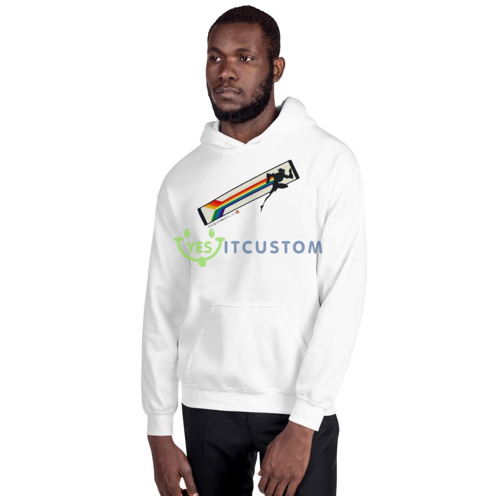 Overwatch 2 Tracer Pride White T Shirt Mockup 2 Overwatch 2 Tracer Pride White T Shirt Mockup - 18500 Unisex Heavy Blend Hooded Sweatshirt