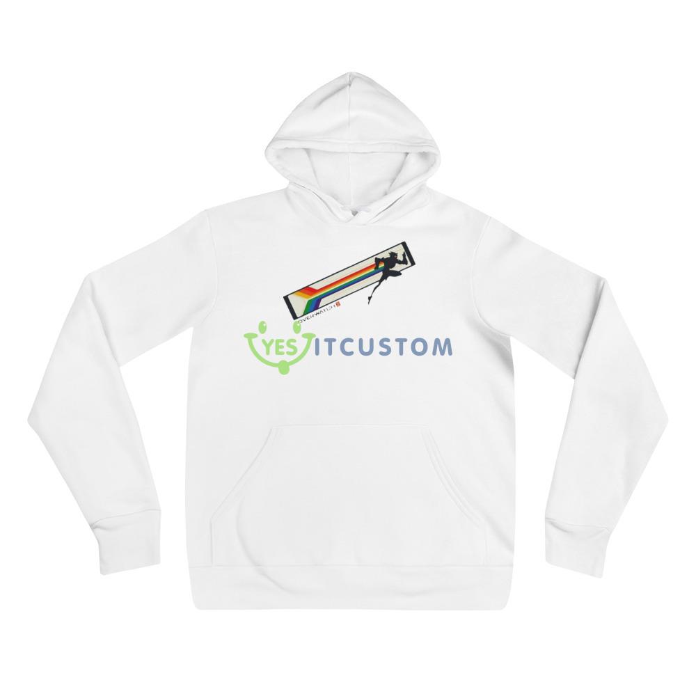 Overwatch 2 Tracer Pride White T Shirt Mockup 3 Overwatch 2 Tracer Pride White T Shirt Mockup - 3719 Unisex Fleece Pullover Hoodie