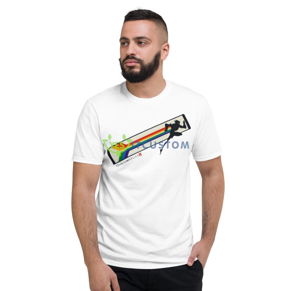 Overwatch 2 Tracer Pride White T Shirt Mockup 13 Overwatch 2 Tracer Pride White T Shirt Mockup - 980 Lightweight Fashion Short Sleeve T-Shirt