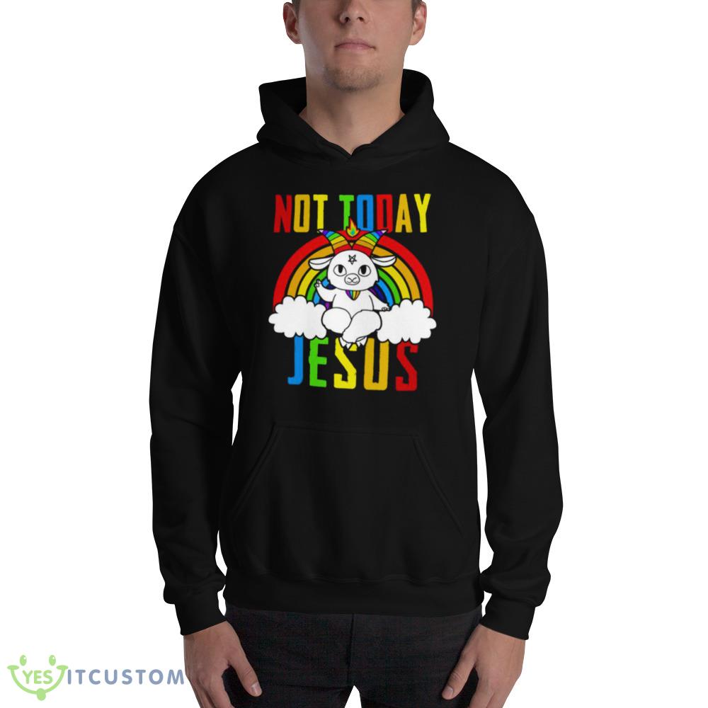 Rainbow Goat Not Today Jesus shirt 2 Rainbow Goat Not Today Jesus shirt - 18500 Unisex Heavy Blend Hooded Sweatshirt