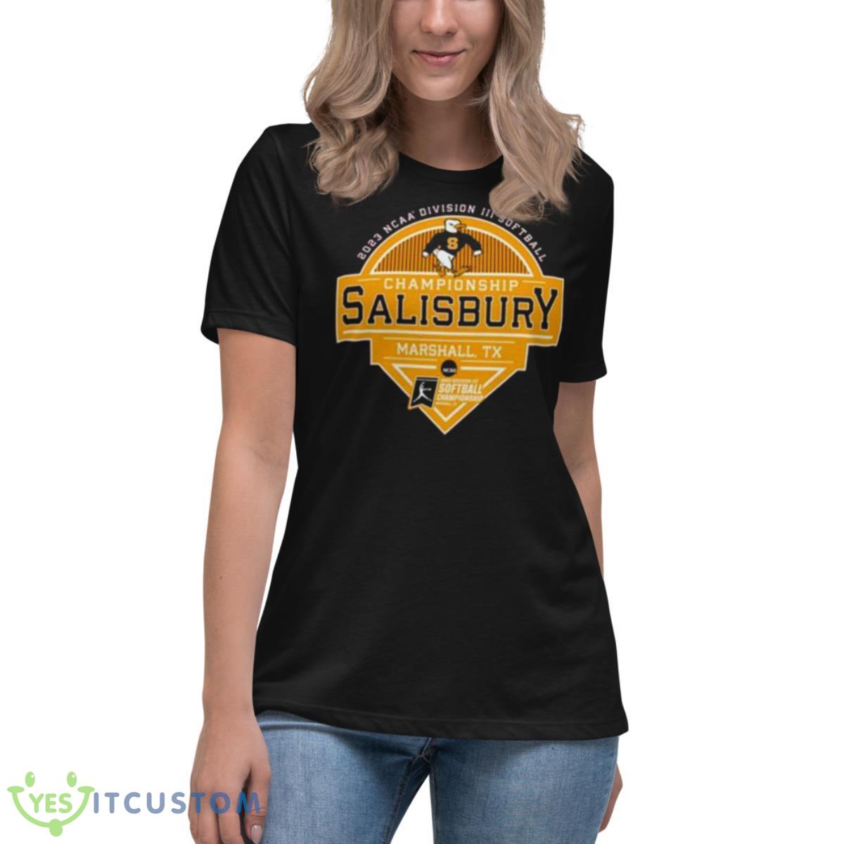 Salisbury Seagulls 2023 NCAA Division III Softball Championship Salisbury Shirt 6 Salisbury Seagulls 2023 NCAA Division III Softball Championship Salisbury Shirt - Women's Relaxed Short Sleeve Jersey Tee