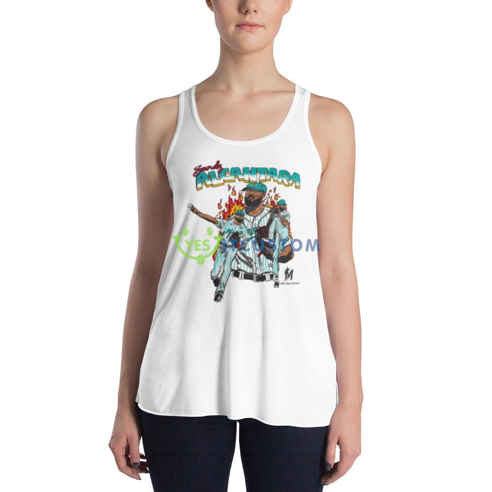 Sandy Alcántara MLB Miami Marlins shirt 3 Sandy Alcántara MLB Miami Marlins shirt - 8800 Women's Flowy Racerback Tank