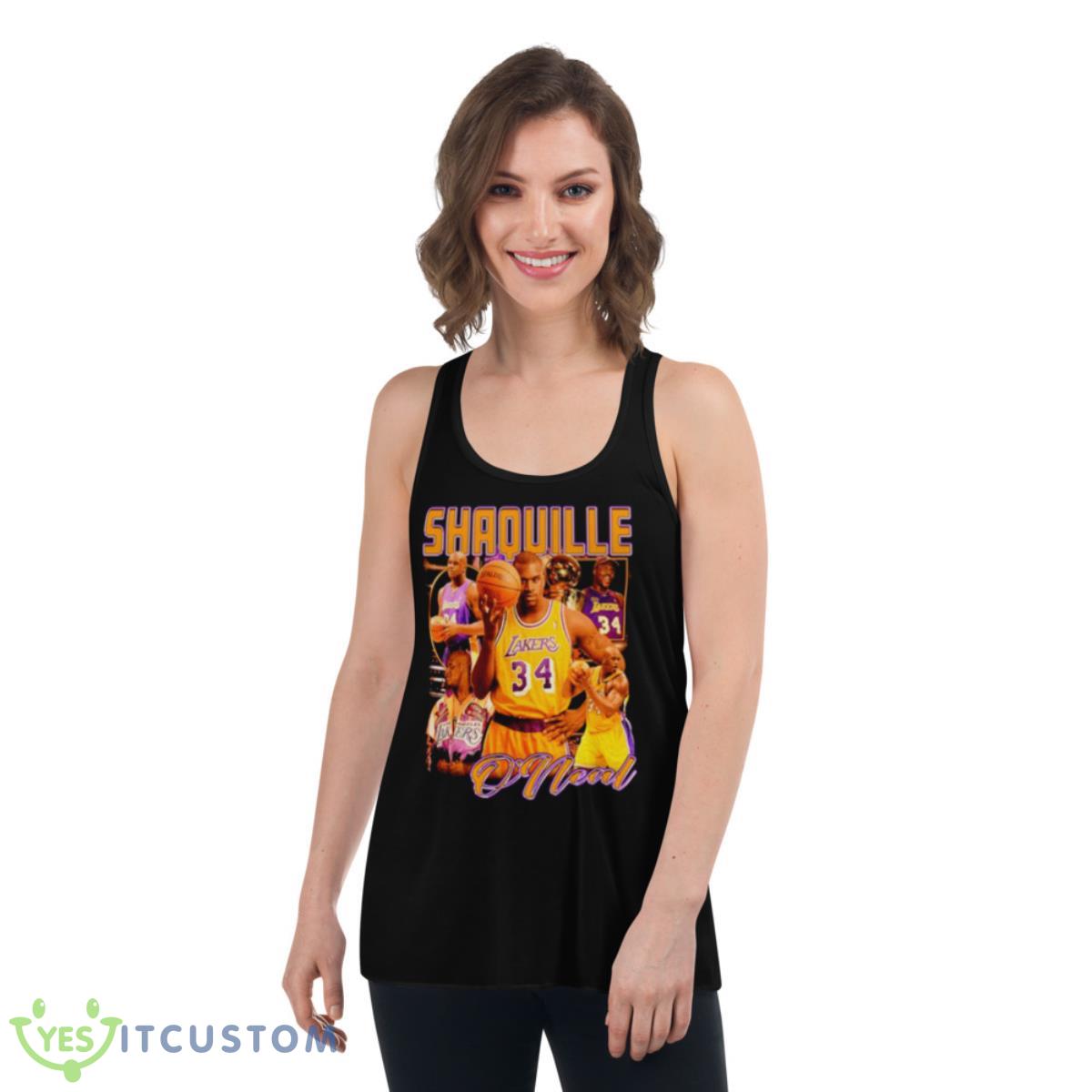 Shaquille O’neal Los Angeles Lakers 3x Finals MVP Shirt 5 Shaquille O’neal Los Angeles Lakers 3x Finals MVP Shirt - Women's Flowy Racerback Tank