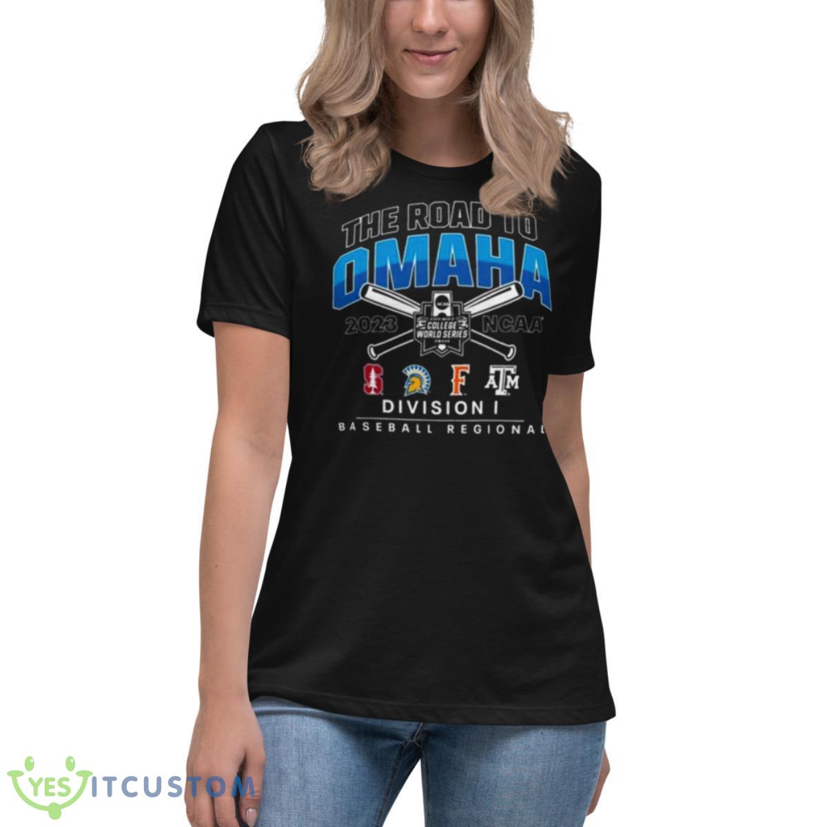 Stanford 2023 NCAA Division I Baseball Regional The Road To Omaha shirt 6 Stanford 2023 NCAA Division I Baseball Regional The Road To Omaha shirt - Women's Relaxed Short Sleeve Jersey Tee