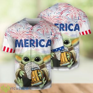 Star Wars Baby Yoda With Beer Baseball Jersey Shirt For Men And Women Product Photo 2
