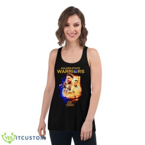 Stephen Curry And Klay Thompson And Draymond Green Golden State Warriors Gold Blooded Shirt - Women's Flowy Racerback Tank