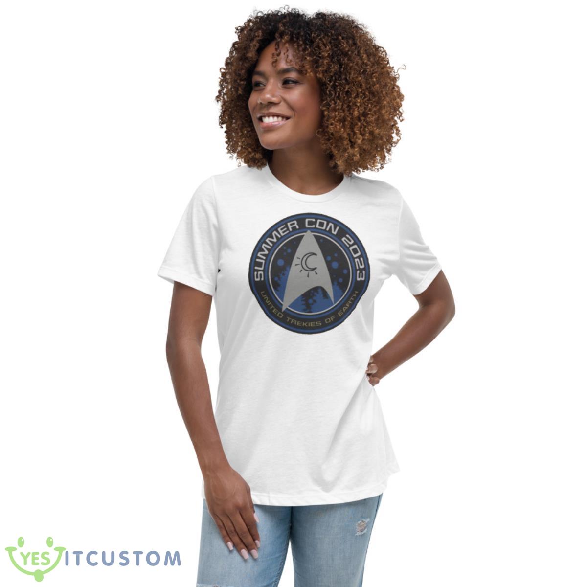 Summer con 2023 United trekies of earth shirt 5 Summer con 2023 United trekies of earth shirt - Women's Relaxed Short Sleeve Jersey Tee