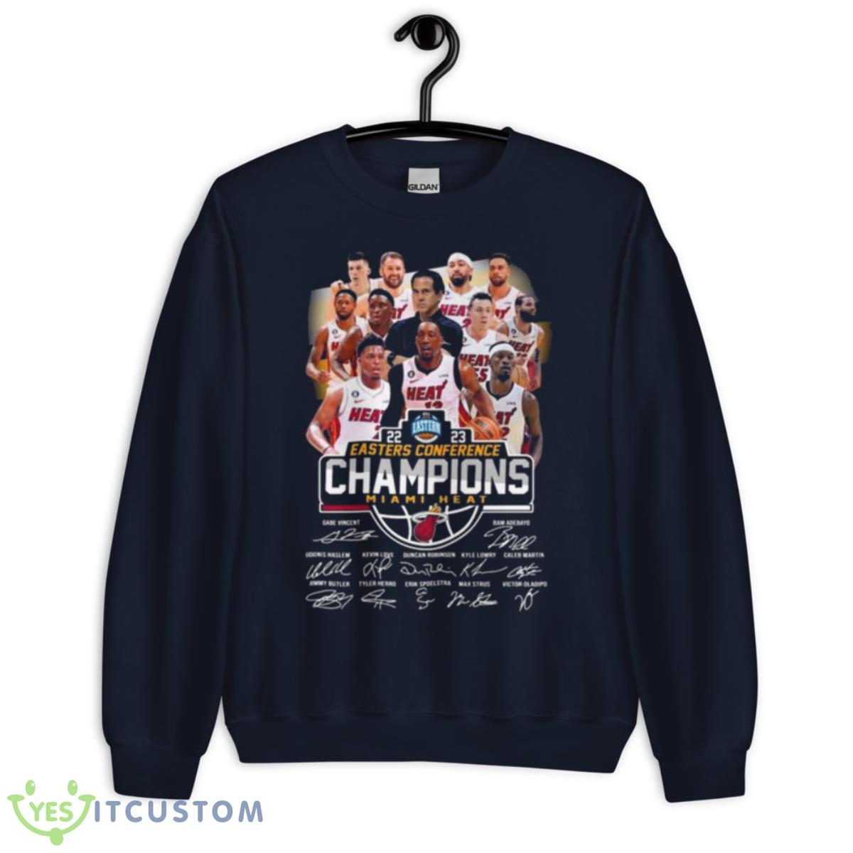Team Miami Heat 2023 Eastern Conference Champions Signatures shirt 2 Team Miami Heat 2023 Eastern Conference Champions Signatures shirt - Unisex Crewneck Sweatshirt-1