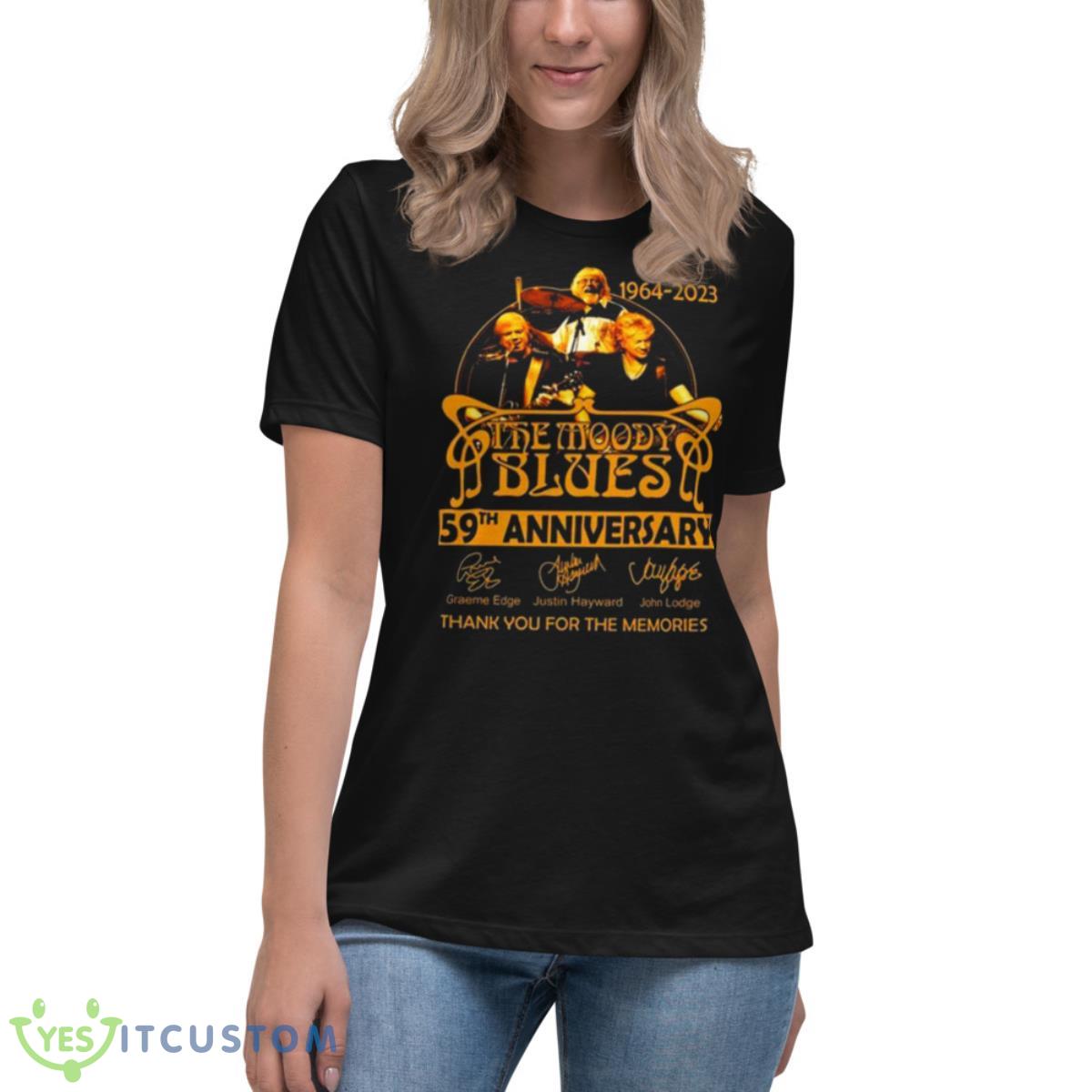 The Moody Blues 57th Anniversary Signature Thank You For The Memories 1964 2023 Shirt 6 The Moody Blues 57th Anniversary Signature Thank You For The Memories 1964 2023 Shirt - Women's Relaxed Short Sleeve Jersey Tee