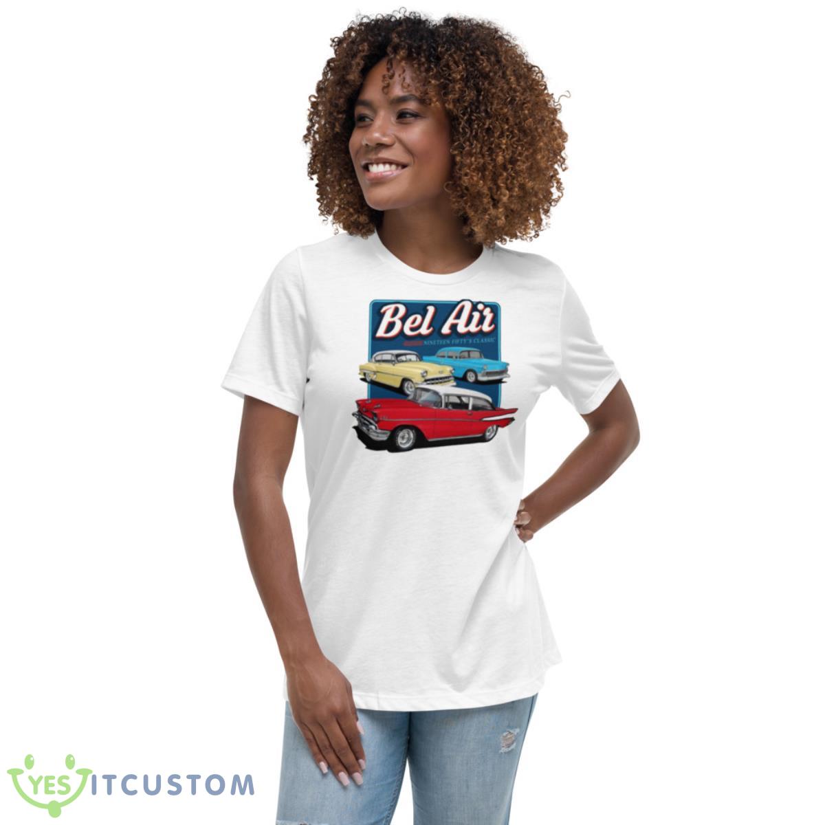 Three Bel Airs Vintage Car Shirt 5 Three Bel Airs Vintage Car Shirt - Women's Relaxed Short Sleeve Jersey Tee