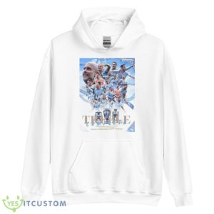 Treble Complete Congratulations Man City UEFA Champions League 2023 Shirt - Unisex Heavy Blend Hooded Sweatshirt
