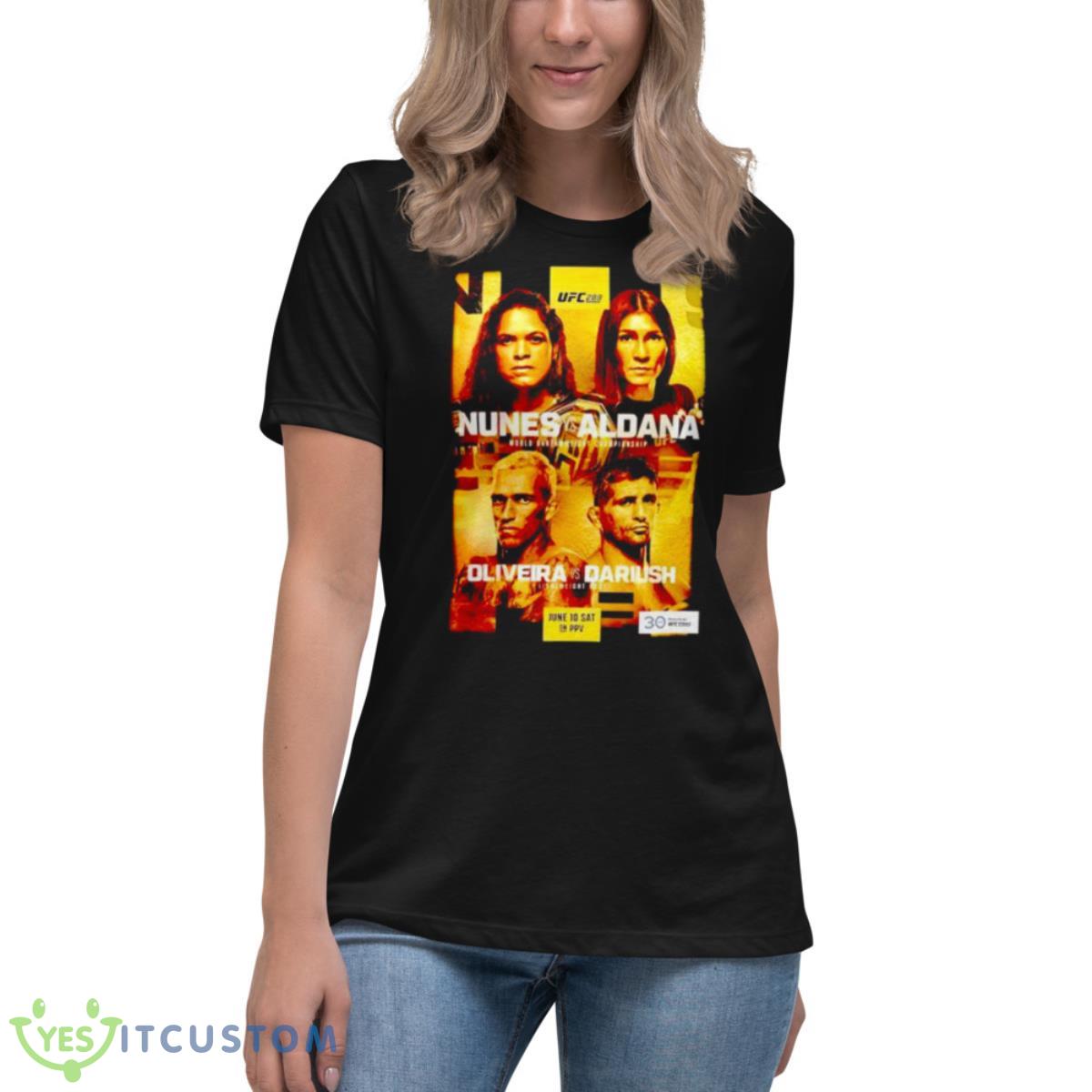 Ufc 289 Nunes Vs Aldana And Oliveira Vs Dariush Event Shirt 6 Ufc 289 Nunes Vs Aldana And Oliveira Vs Dariush Event Shirt - Women's Relaxed Short Sleeve Jersey Tee