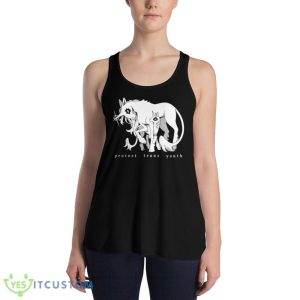 Unicorn Protect Trans Youth Black T Shirt Mockup - 8800 Women's Flowy Racerback Tank