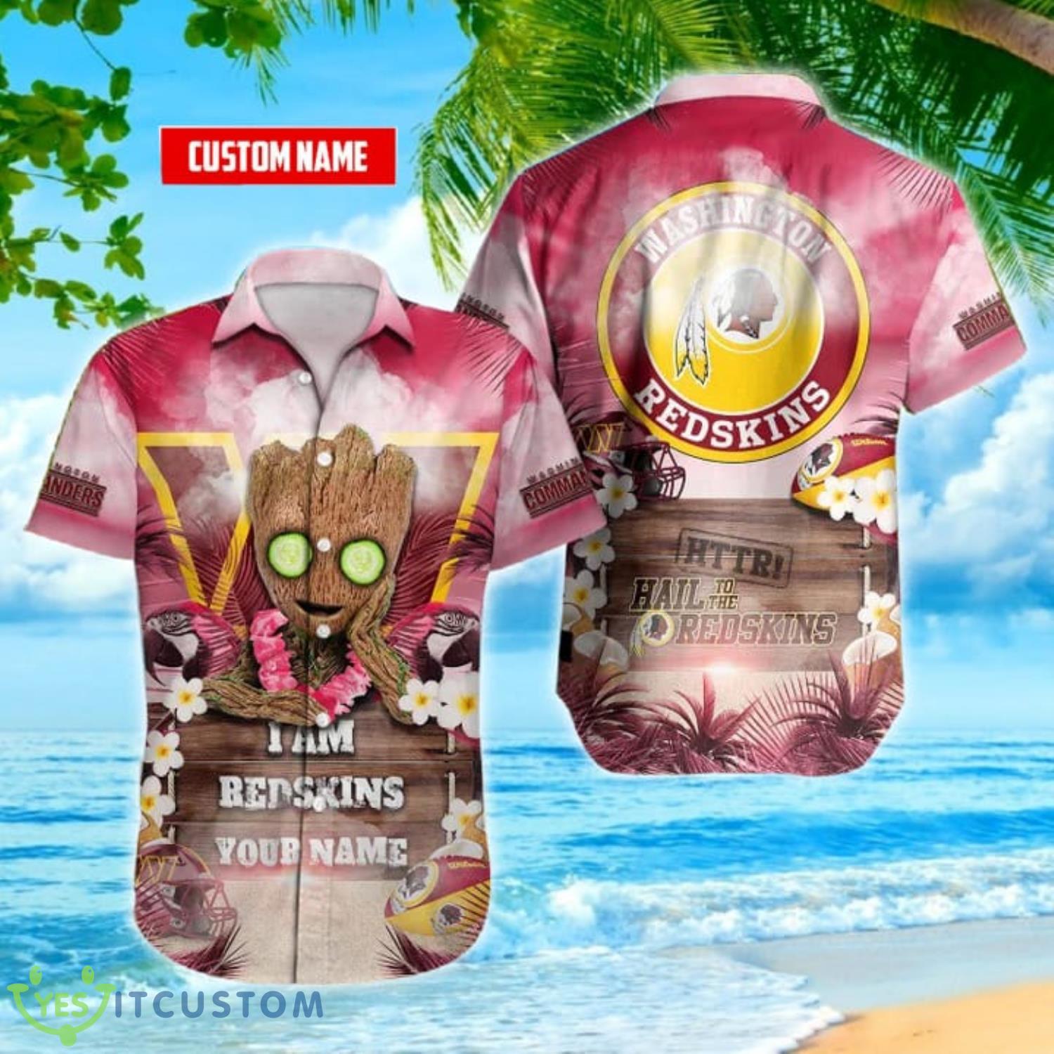 Washington Commanders NFL Groot Custom Name Giveaway 2023 Hawaiian Shirt 2 Washington Commanders NFL Groot Custom Name Giveaway 2023 Hawaiian Shirt Product Photo 1