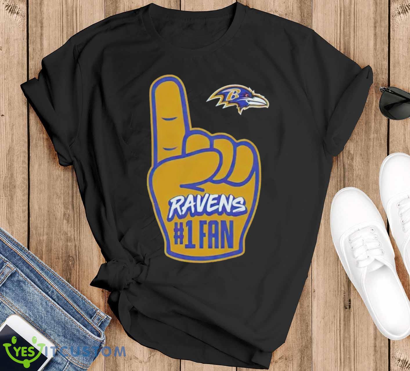 Baltimore Ravens 1 fan shirt 12 Baltimore Ravens 1 fan shirt - Black T-Shirt