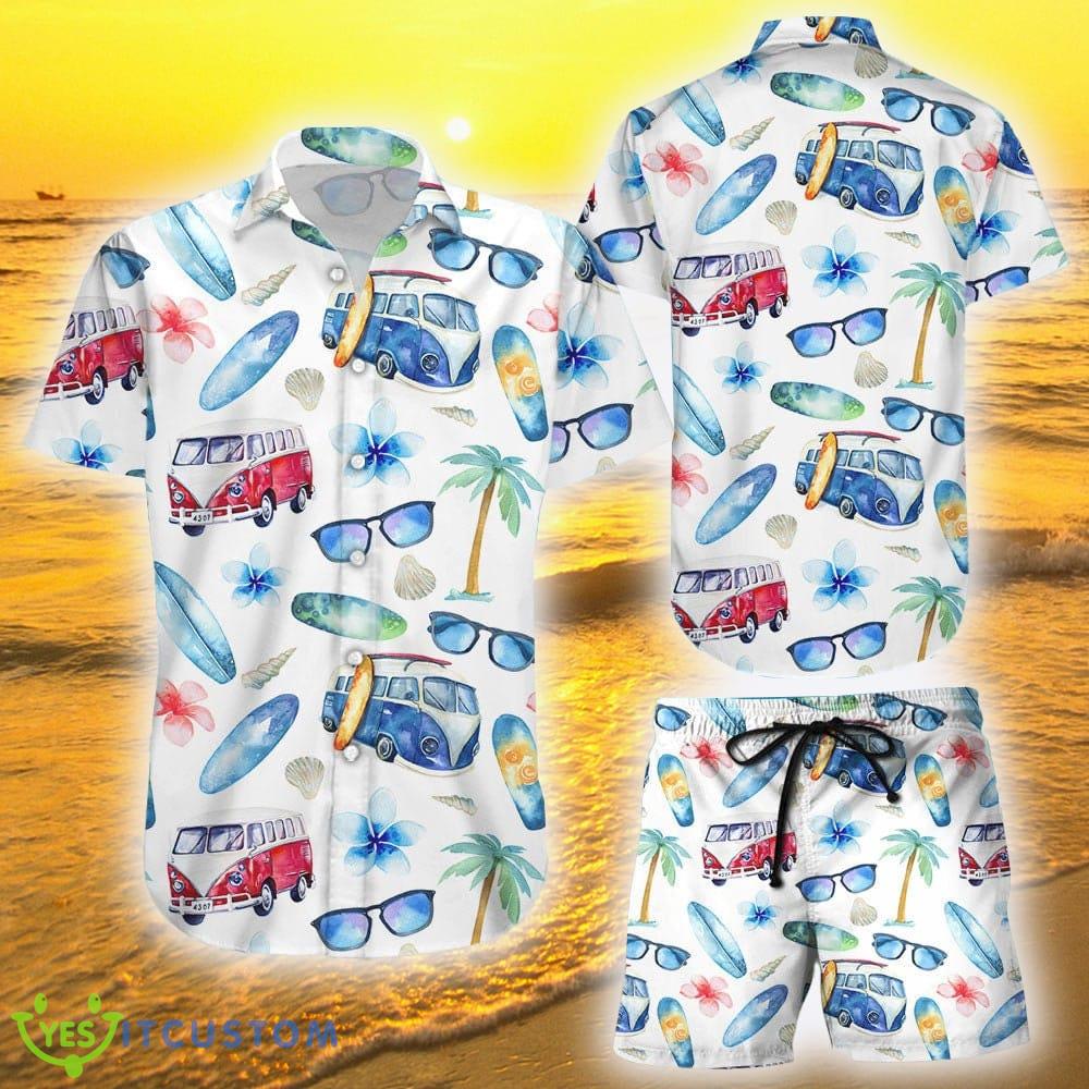 Beach 3D Hawaiian Shirt And Short Summer For Men And Women Gift - Beach Hawaiian Shirt - Amazing Bus Beach Holiday Pattern Hawaii Shirts - Gifts For Beach Lovers_1