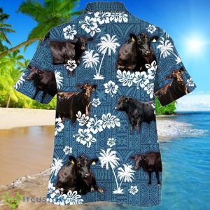 BLACK ANGUS Cattle Blue Tribal Hawaiian Shirt For Men And Women Product Photo 3