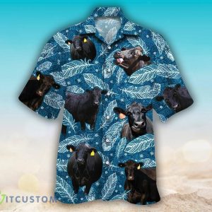 Black Angus Cattle Lovers Blue Feather 3D Hawaiian Shirt Aloha Beach Gift For Men And Women - Black Angus Cattle Lovers Blue Feather Hawaiian Shirt, Angus Cow Cattle Hawaiian Shirt, Angus Cow Shirt, Cow Hawaiian Shirt,Farm Beach Shirt_2