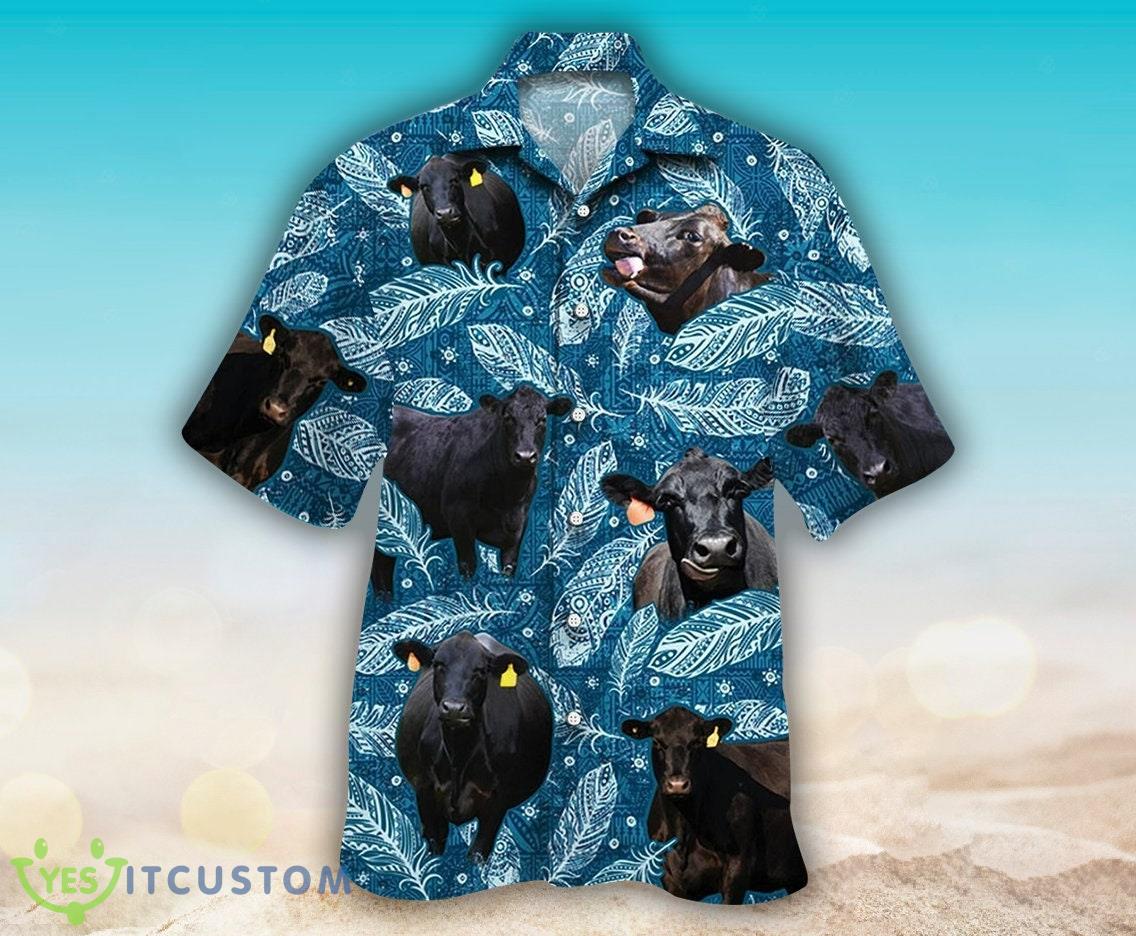 Black Angus Cattle Lovers Blue Feather 3D Hawaiian Shirt Aloha Beach Gift For Men And Women 4 Black Angus Cattle Lovers Blue Feather 3D Hawaiian Shirt Aloha Beach Gift For Men And Women - Black Angus Cattle Lovers Blue Feather Hawaiian Shirt, Angus Cow Cattle Hawaiian Shirt, Angus Cow Shirt, Cow Hawaiian Shirt,Farm Beach Shirt_2