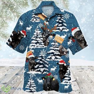 Black Angus Cattle Lovers Blue Tribal Christmas 3D Hawaiian Shirt Aloha Beach Gift For Men And Women - Black Angus Cattle Lovers Blue Tribal Christmas Hawaiian Shirt, Merry Christmas Angus Cattle Hawaiian Shirt, Christmas Farm Animals Shirt_4
