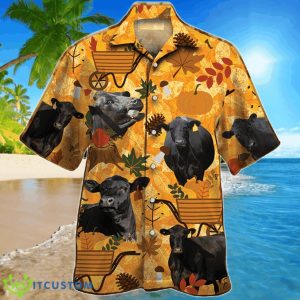 Black Angus Cattle Lovers Orange Nature Autumn Hawaiian Shirt For Men And Women Product Photo 1