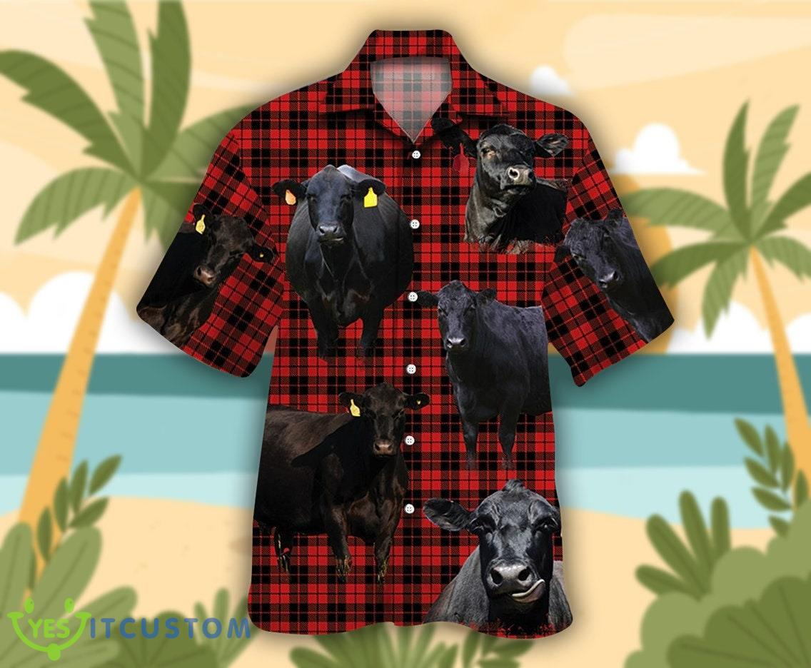 Black Angus Cattle Lovers Red Tartan Pattern 3D Hawaiian Shirt Aloha Beach Gift For Men And Women 4 Black Angus Cattle Lovers Red Tartan Pattern 3D Hawaiian Shirt Aloha Beach Gift For Men And Women - Black Angus Cattle Lovers Red Tartan Pattern Hawaiian Shirt, Tropical Black Angus Cow Hawaiian Shirts for Men Women, Farm Lover Aloha Shirt_2