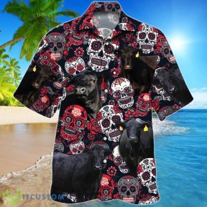 Black Angus Cattle Lovers Sugar Skull Floral Hawaiian Shirt For Men And Women Product Photo 1