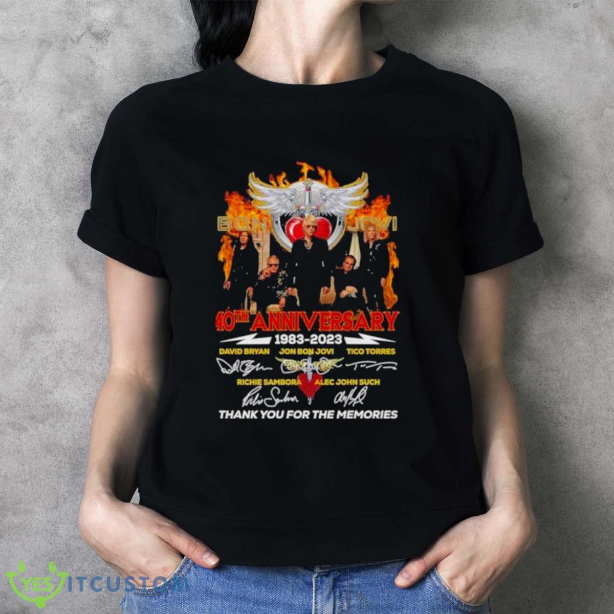 Bon Jovi 40th Anniversary 1983 – 2023 Signature Character Thank You For The Memories Shirt, Hoodie, Sweatshirt 2 Bon Jovi 40th Anniversary 1983 – 2023 Signature Character Thank You For The Memories Shirt, Hoodie, Sweatshirt - Ladies T-Shirt