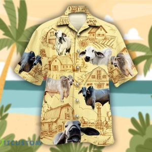 Brahman Cattle Lovers Farm 3D Hawaiian Shirt Aloha Beach Gift For Men And Women - Brahman Cattle Lovers Farm Hawaiian Shirt, Flower Cow Farm Button Down Short Sleeve Mens Hawaiian, Farm Lover Aloha Shirt_4