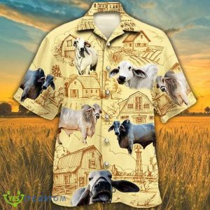 Brahman Cattle Lovers Farm 3D Hawaiian Shirt Aloha Beach Gift For Men And Women - Brahman Cattle Lovers Farm Hawaiian Shirt, Flower Cow Farm Button Down Short Sleeve Mens Hawaiian, Farm Lover Aloha Shirt_2