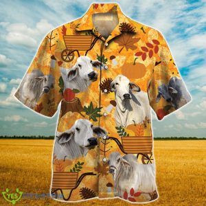 Brahman Cattle Lovers Orange Nature Autumn Hawaiian Shirt For Men Women Product Photo 1
