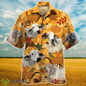 Brahman Cattle Nature Autumn Pumpkin Hawaiian Shirt Aloha Shirt For Men Women Product Photo 1