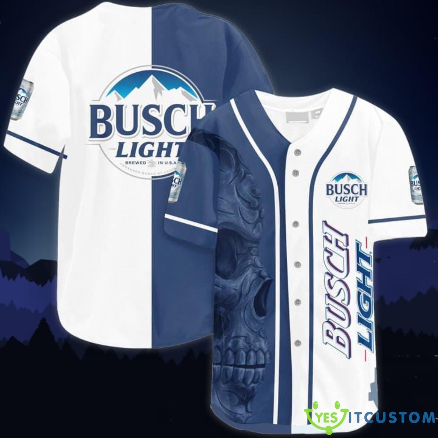 Busch Light Lover Skull Baseball Jersey Shirt For Men And Women 3 Busch Light Lover Skull Baseball Jersey Shirt For Men And Women Product Photo 1
