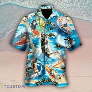 Cat Summer Aloha Button Down Short Shirt Design 3 Aloha Beach Gift For Men And Women - Cat Summer Aloha Button Down Short Shirt, Cat Tropical Hawaii Shirt, Cat Summer Hawaii Shirt, Surfing Like a Meow Hawaiian Shirt_4